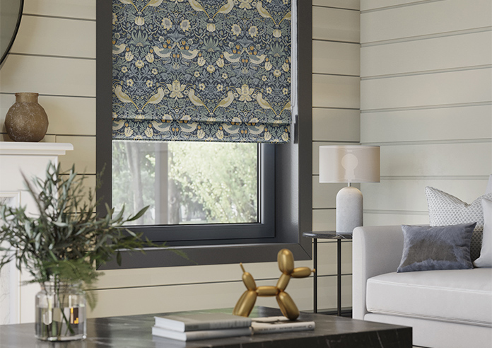 William Morris At Home Strawberry Thief, Woad - Roman Blind - Image 5